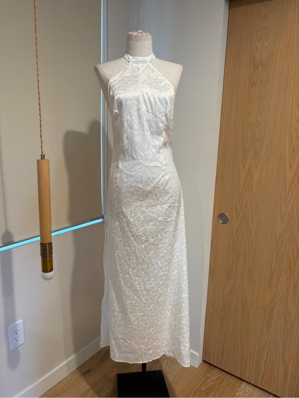 New For Love And Lemons Ivory Floral Halter-Neck Maxi Dress Sz Small